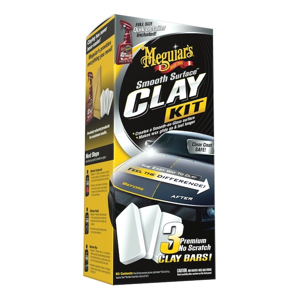 Meguiars Clay Bar, W/ Three 60 Gram Premium Clay Bars/ 16 oz Quick Detailer/ 16" X 24" Shine Microfiber Towel G191700 - main